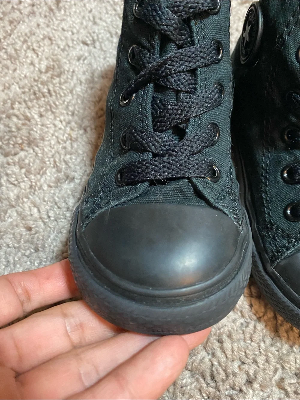 Converse Chuck Taylor Kids' Black on black High-Top Canvas Sneakers size 7